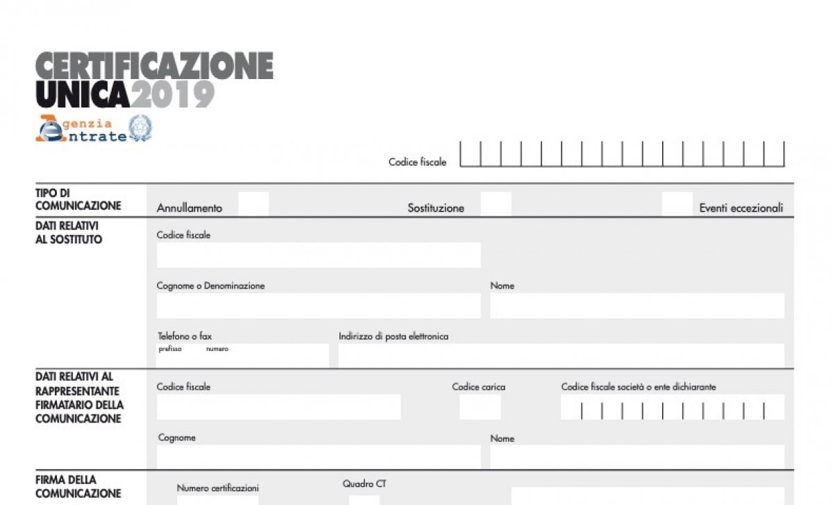Certificazione Unica 2019
