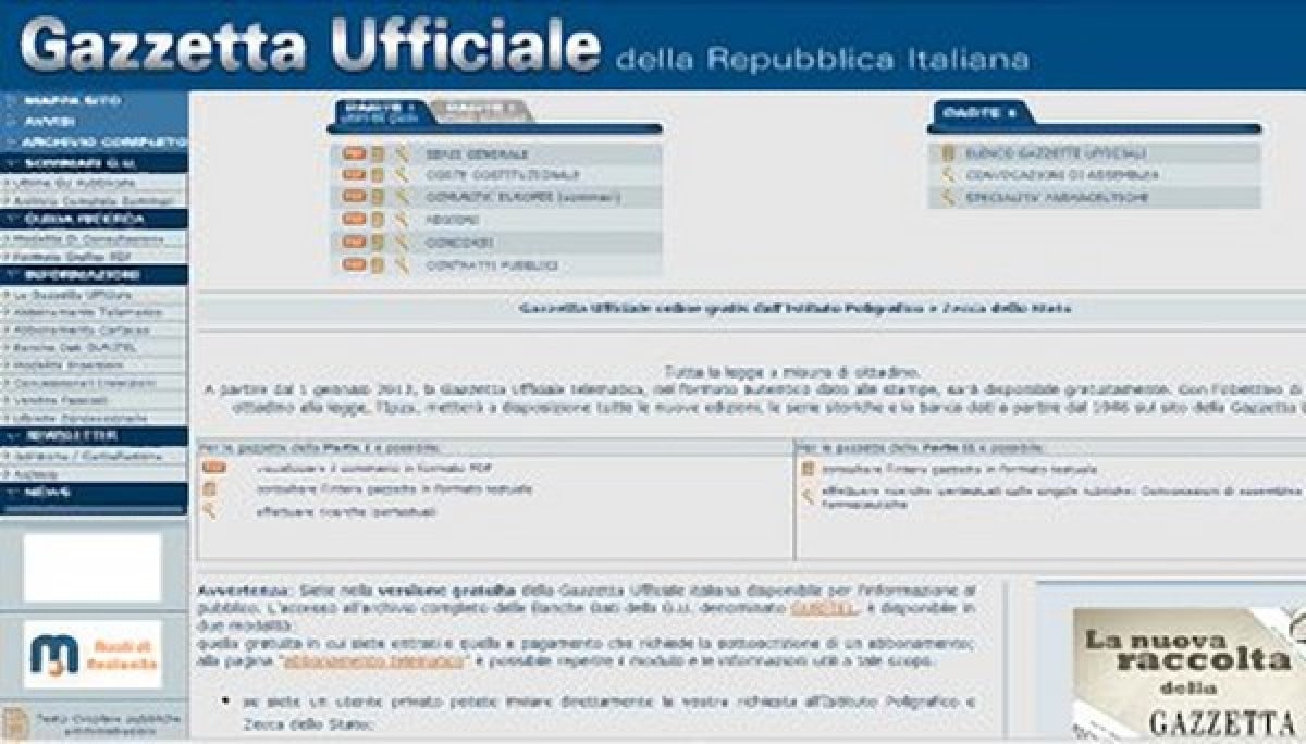 La legge a portata di tutti: dal 2013 la Gazzetta Ufficiale telematica in formato autentico dal 1946